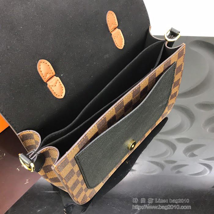 路易威登LV女包 頂級原單 Crossbody手袋 磁扣翻蓋手提包 Damier Ebene 塗層帆布 細粒面皮革 可肩背 斜挎  ydh2657